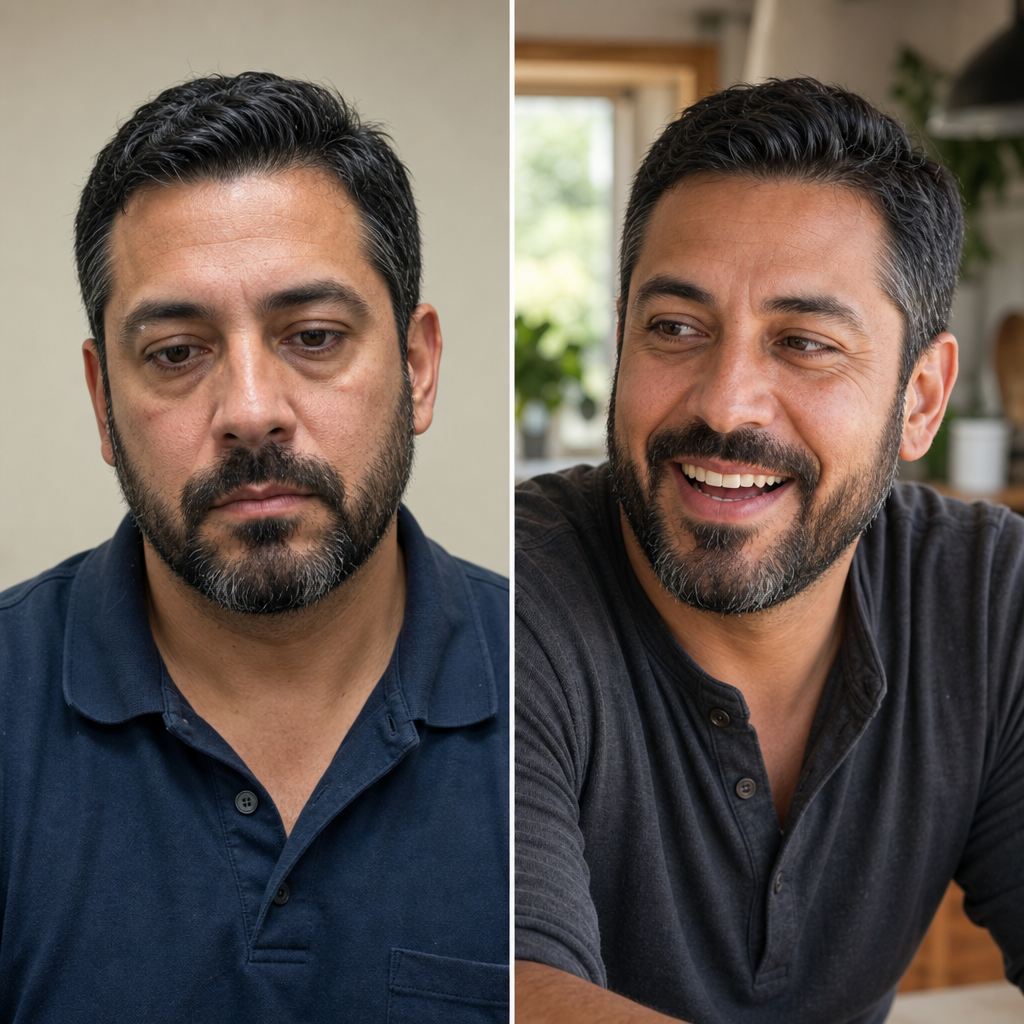 Before and after results from WellMensRX NAD+ therapy, man in his 40s