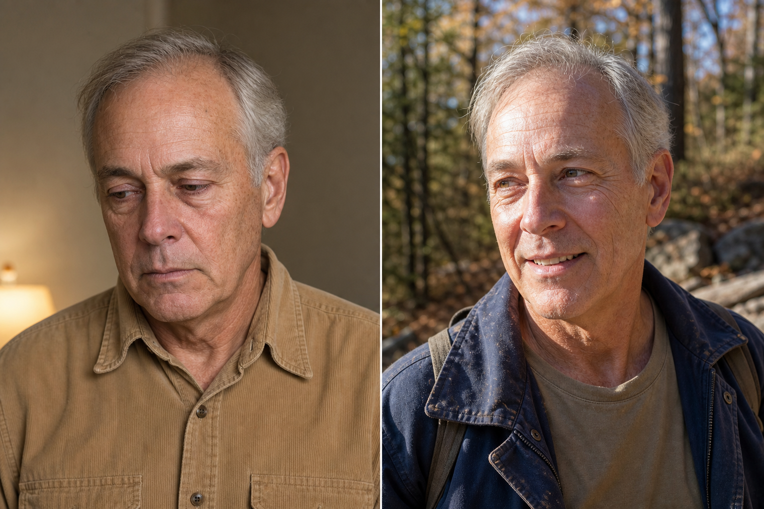 Before and after results from WellMensRX NAD+ therapy, man in his 60s