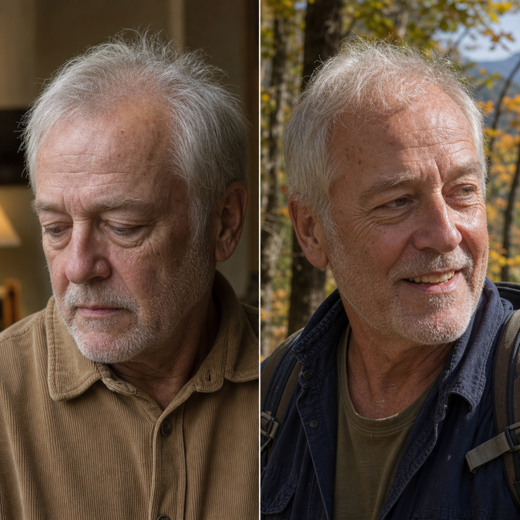 Before and after results from WellMensRX NAD+ therapy, man in his 60s